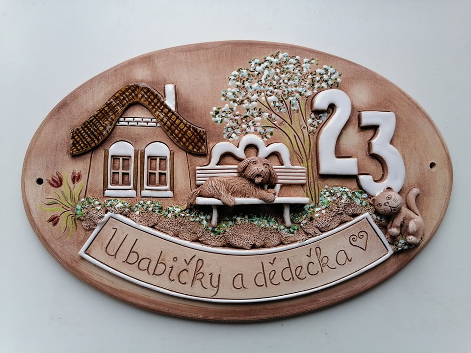 Keramické cedulka U babičky a dědečka