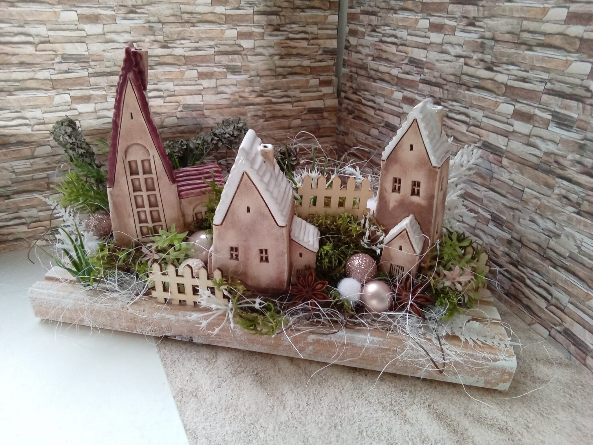 Zimní vesnička na prkénku