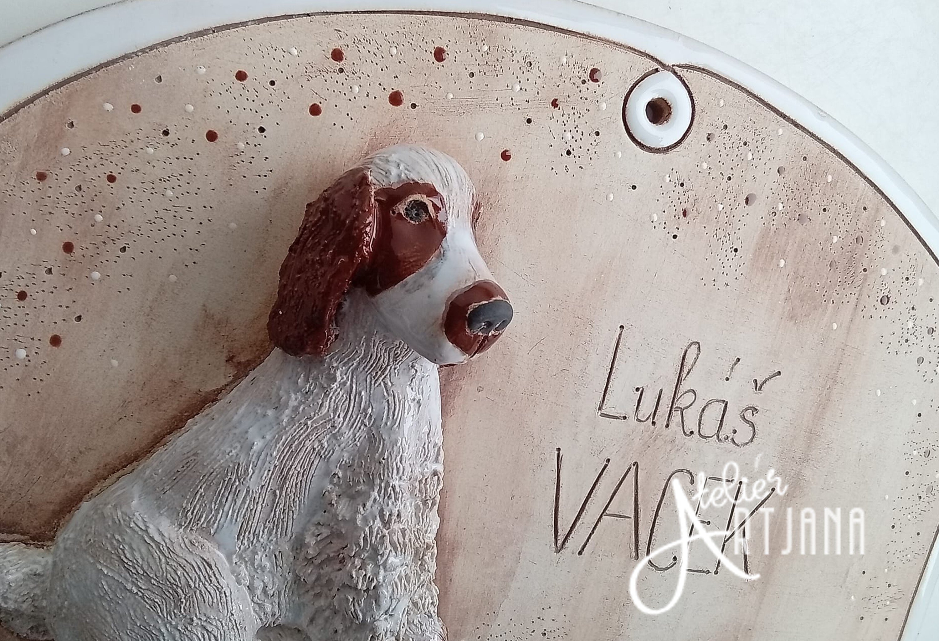 Cedulka jmenovka keramická s pejskem