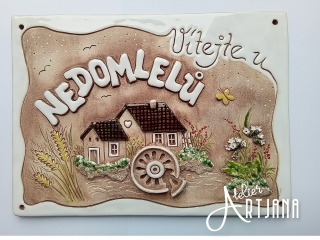 Cedulka jmenovka keramická mlýn