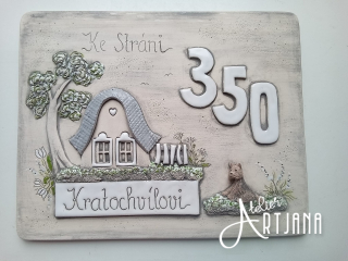 Cedulka jmenovka keramická šedá