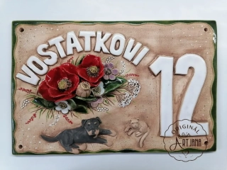 Cedulka s vlčími máky a číslem