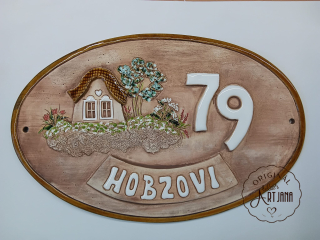 Oválná keramická jmenovka s číslem