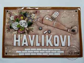 Cedulka květy a letadlo