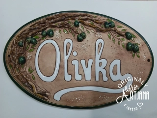 Cedulka jmenovka keramická Olivka