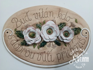 Oválná cedulka Buď vítán, kdo s dobrou vůlí přicházíš