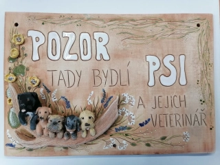 Cedulka obdélník Pozor psi